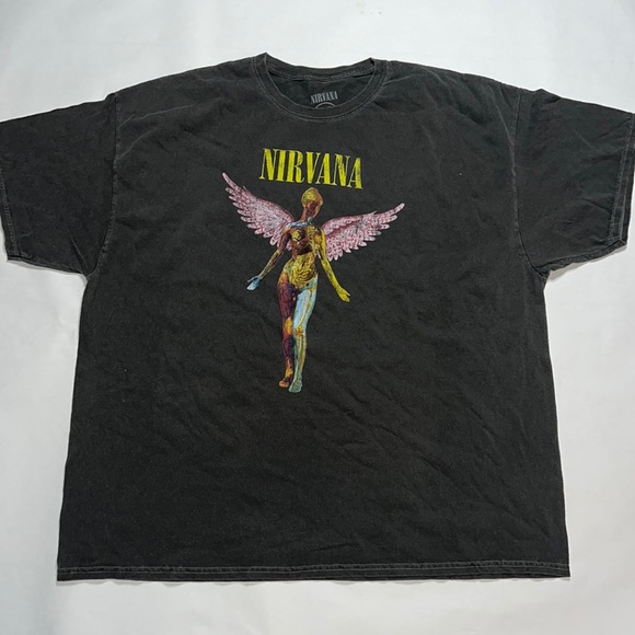 nirvana oversized t shirt dress Urban Outfitters Nirvana Distressed T-shirt Dress In Purple
